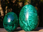 Polished Flower Banded Malachite Gemstone Eggs x 2 From Congo