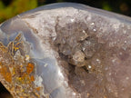 Polished One Side Banded Agate Nodules with Crystalline Geode Centres x 4 From Maintirano, Madagascar