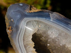 Polished One Side Banded Agate Nodules with Crystalline Geode Centres x 4 From Maintirano, Madagascar