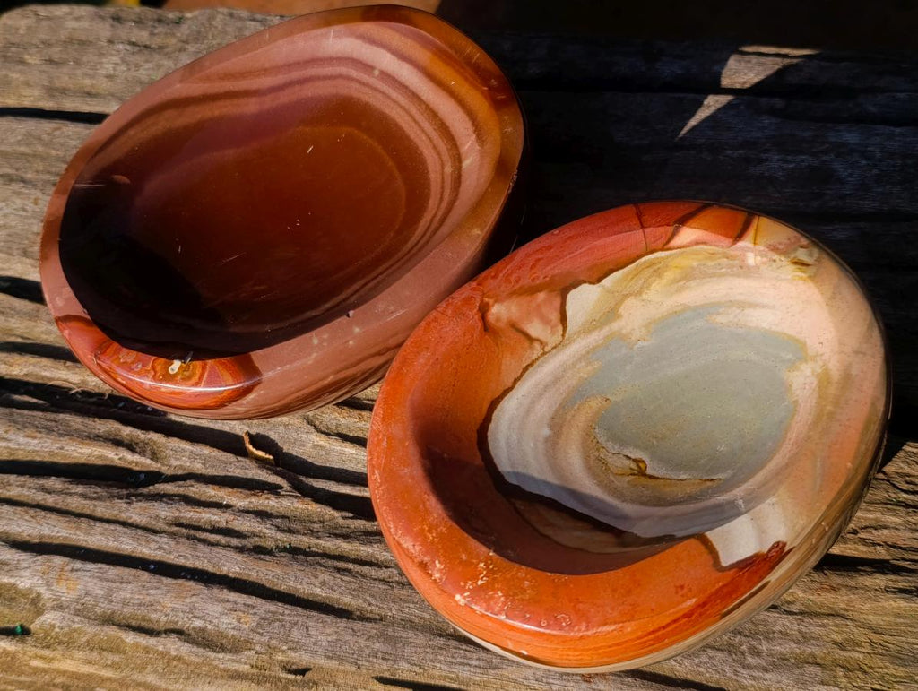Polished Polychrome Jasper Bowls x 2 From NW Coast, Madagascar