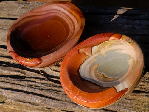 Polished Polychrome Jasper Bowls x 2 From NW Coast, Madagascar