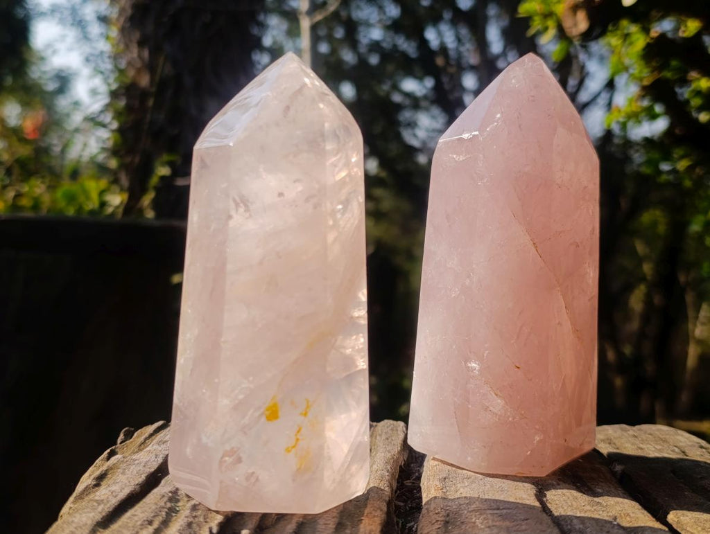 Polished Gemmy Rose Quartz Display Crystals x 2 From Madagascar