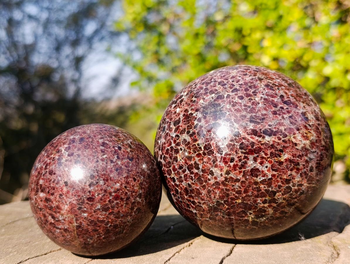 Polished Garnet Pyrope Spheres x 2 From Mahajanga, Madagascar