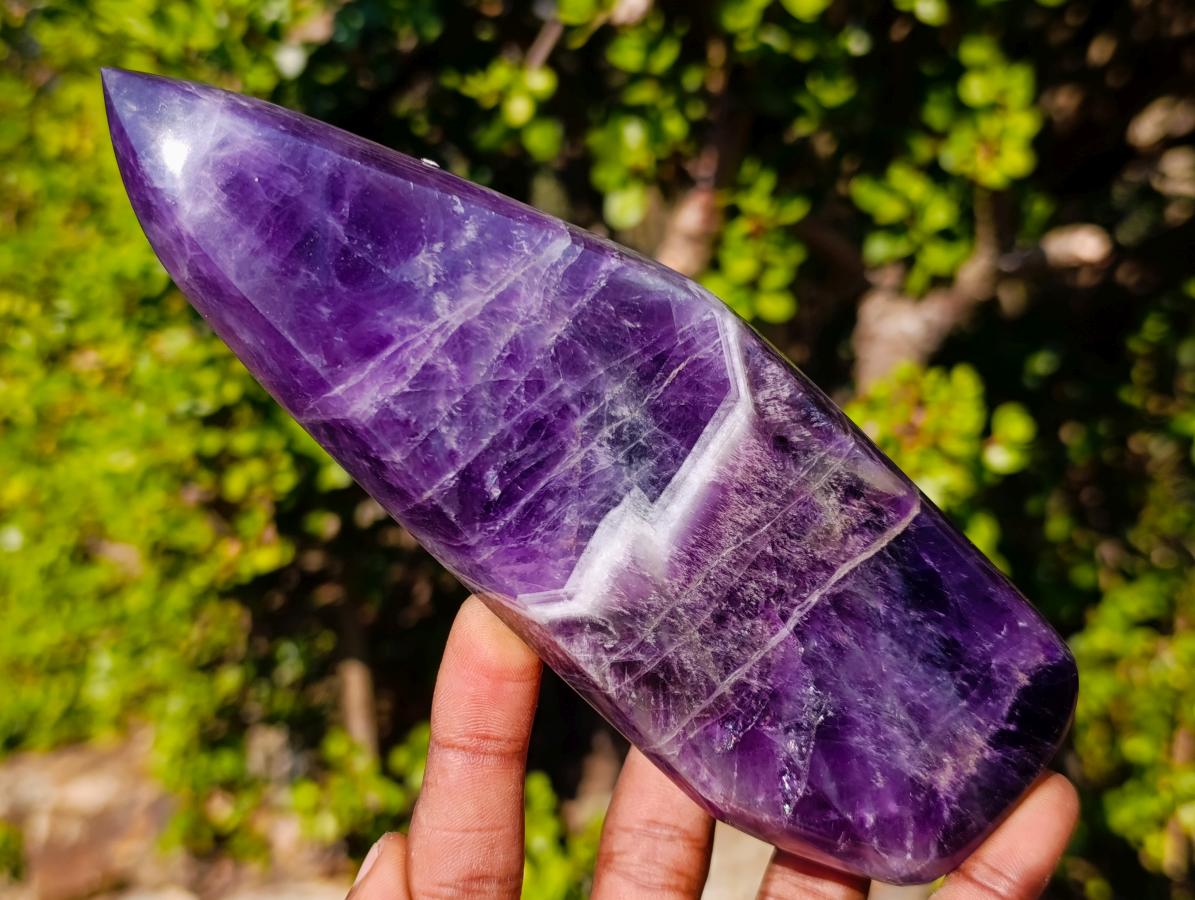 Polished Chevron Amethyst Display Crystals x 2 From Zambia
