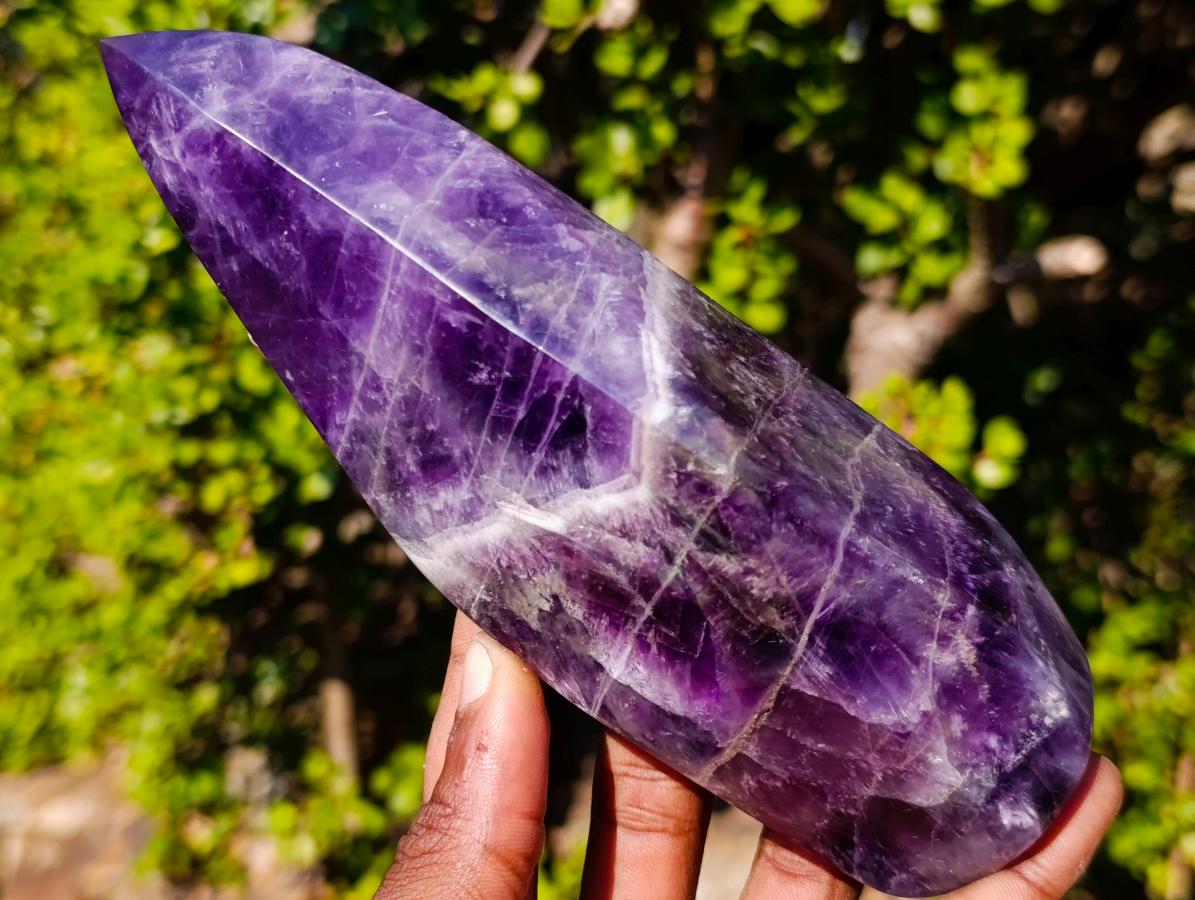 Polished Chevron Amethyst Display Crystals x 2 From Zambia