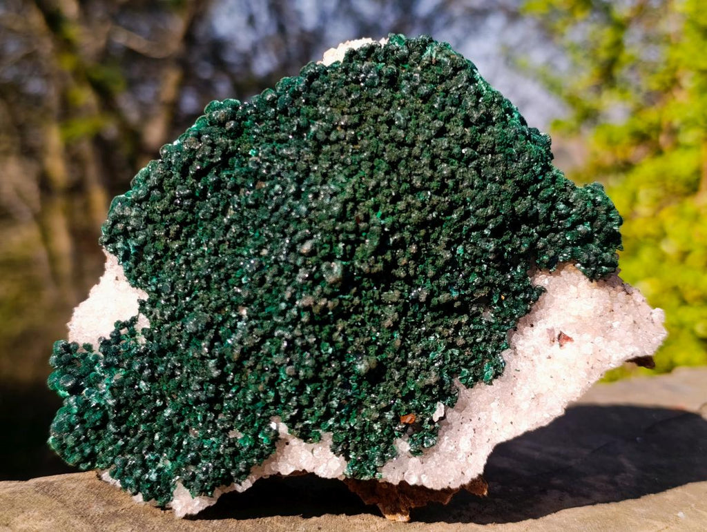 Natural Silky Ball Malachite Specimens with Quartz on Dolomite x 2 From Mindingi Mine, Congo