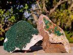 Natural Silky Ball Malachite Specimens with Quartz on Dolomite x 2 From Mindingi Mine, Congo