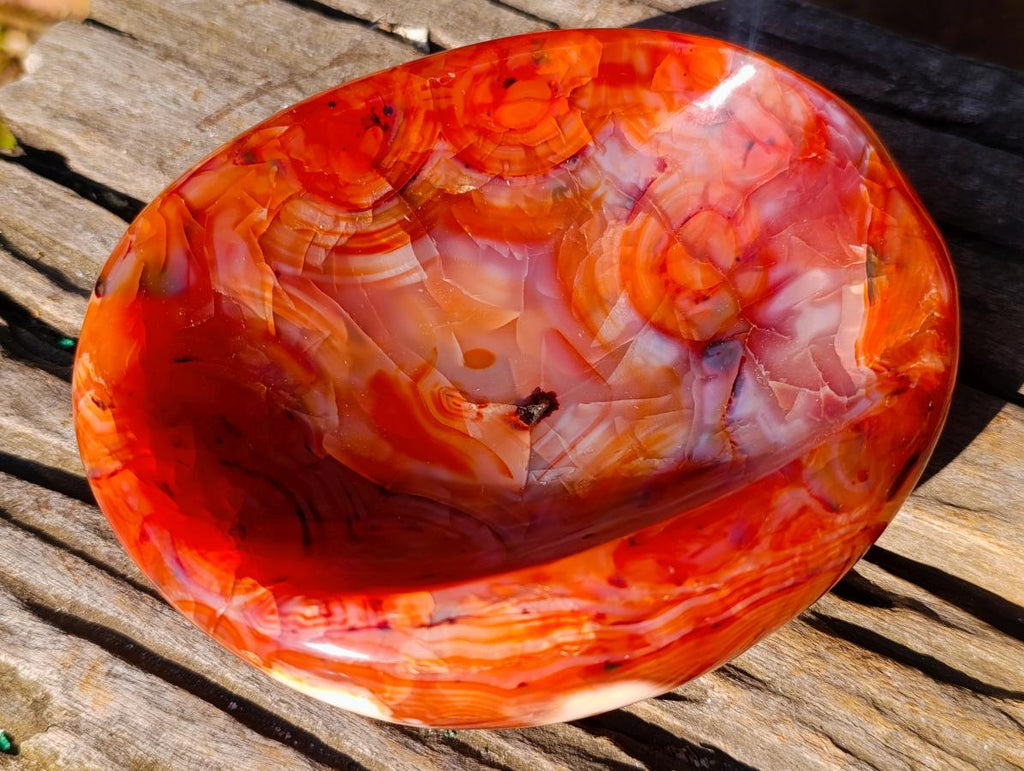 Polished Carnelian Agate Gemstone Bowls x 3 From Madagascar