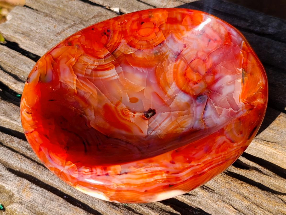 Polished Carnelian Agate Gemstone Bowls x 3 From Madagascar