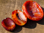 Polished Carnelian Agate Gemstone Bowls x 3 From Madagascar