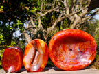 Polished Carnelian Agate Gemstone Bowls x 3 From Madagascar