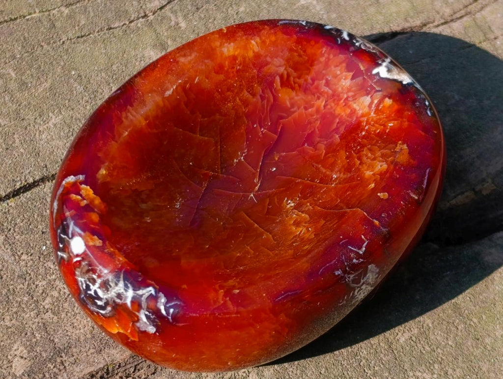 Polished Carnelian Agate Gemstone Bowls x 3 From Madagascar