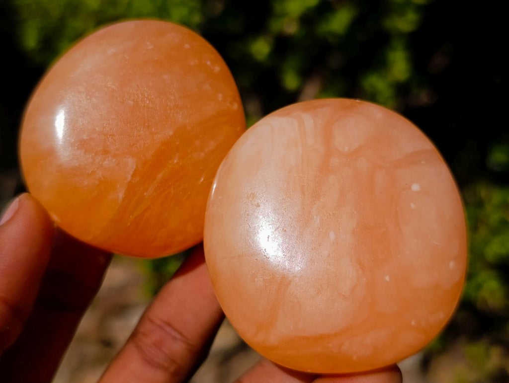 Polished Orange Twist Calcite Galets x 24 From Maevantanana, Madagascar