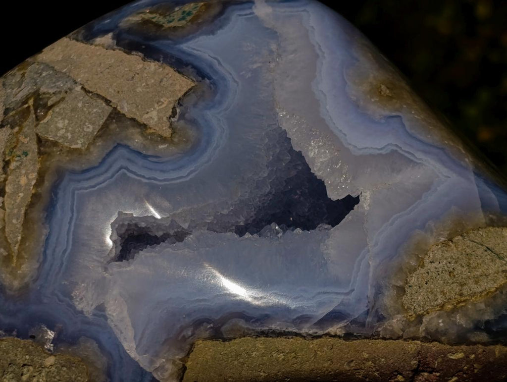 Polished Large Blue Lace Agate Standing Display Piece x 1 From Nsanje, Malawi