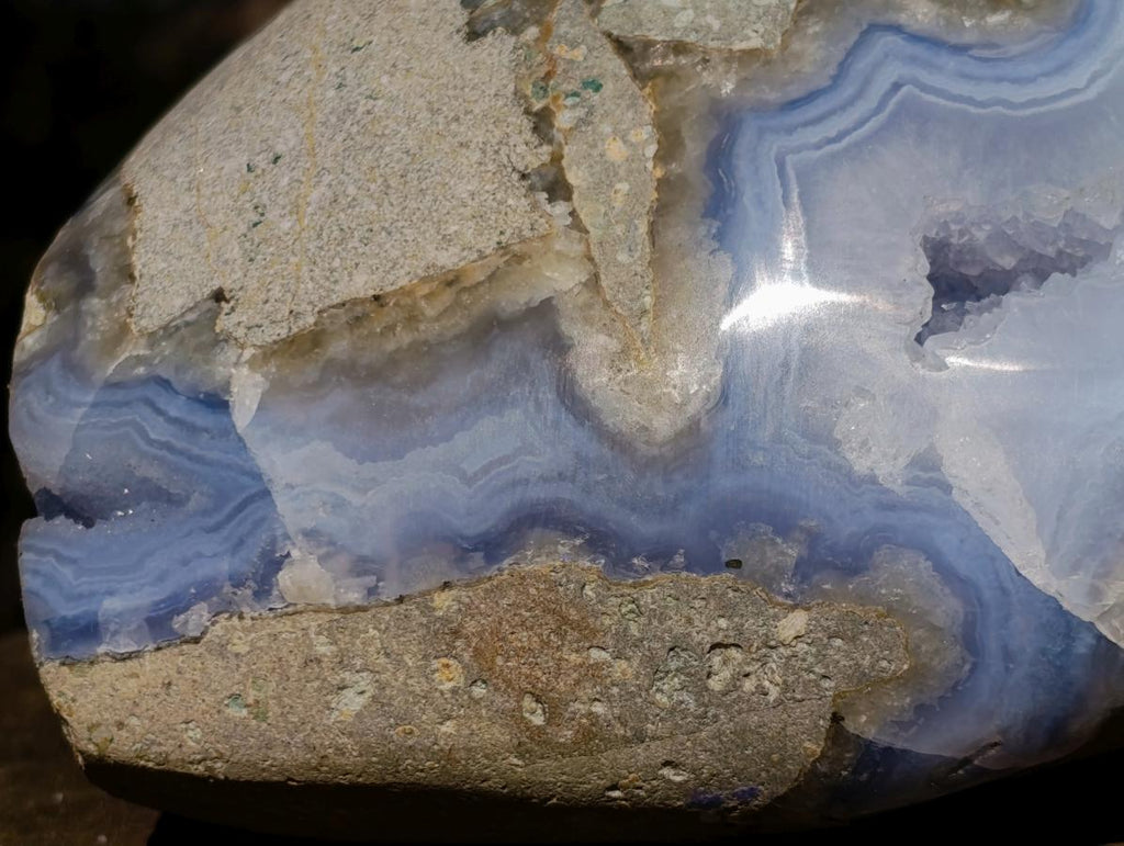 Polished Large Blue Lace Agate Standing Display Piece x 1 From Nsanje, Malawi