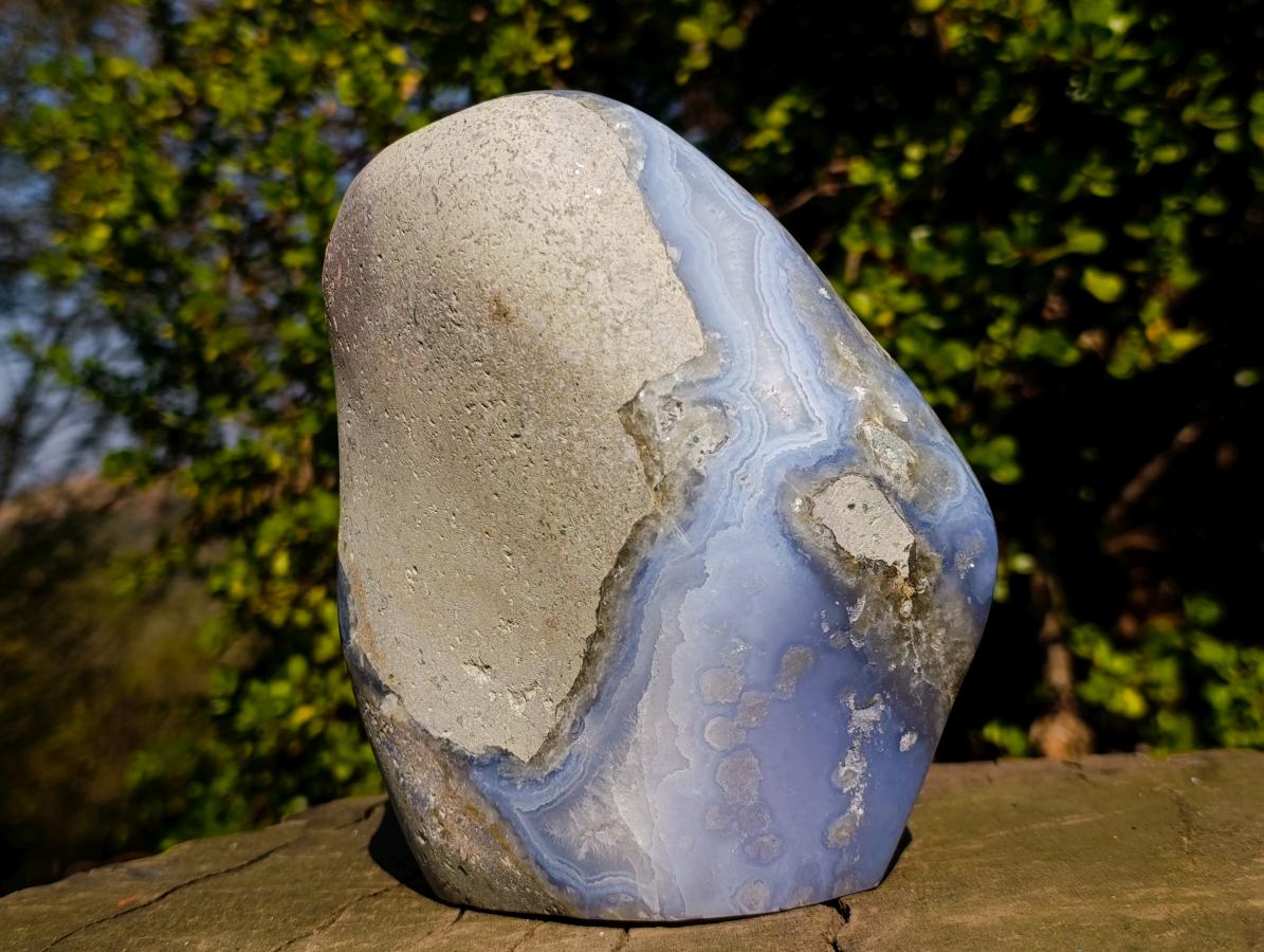 Polished Large Blue Lace Agate Standing Display Piece x 1 From Nsanje, Malawi