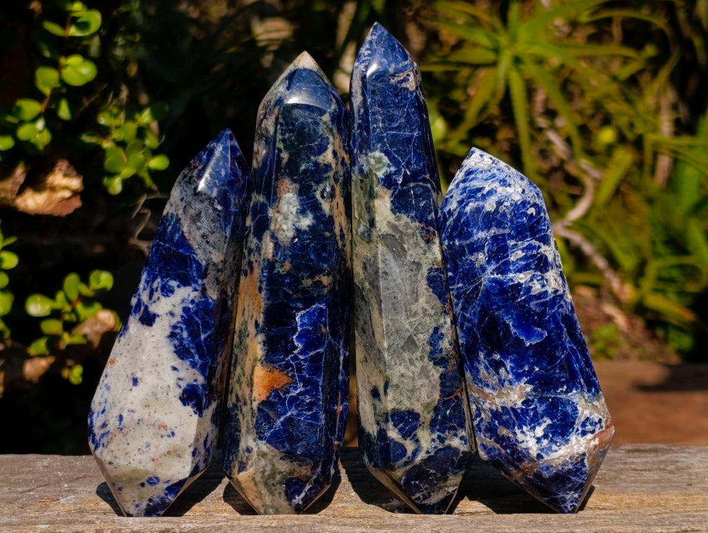 Polished Double Terminated Sodalite Crystals x 4 From Kunene River, Namibia