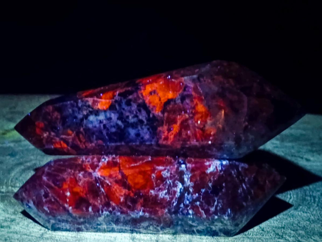 Polished Double Terminated Sodalite Crystals x 4 From Kunene River, Namibia