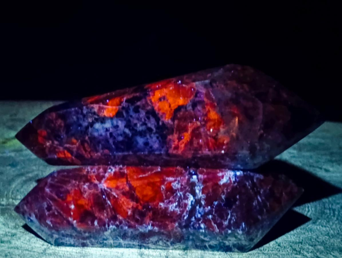 Polished Double Terminated Sodalite Crystals x 4 From Kunene River, Namibia