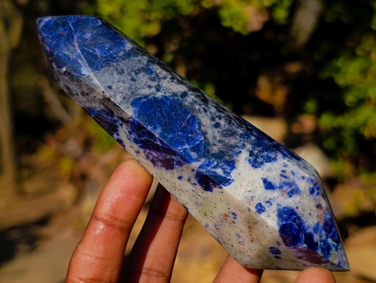 Polished Double Terminated Sodalite Crystals x 4 From Kunene River, Namibia