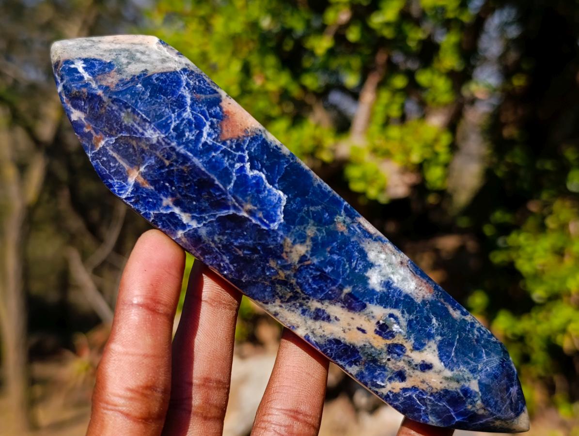 Polished Double Terminated Sodalite Crystals x 4 From Kunene River, Namibia