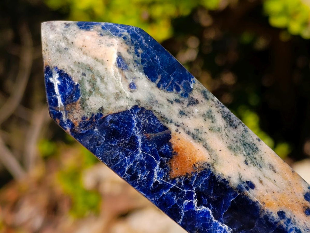 Polished Double Terminated Sodalite Crystals x 4 From Kunene River, Namibia