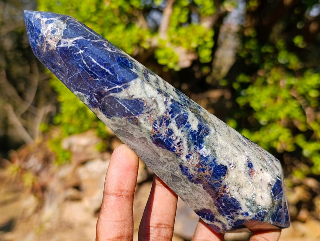Polished Double Terminated Sodalite Crystals x 4 From Kunene River, Namibia