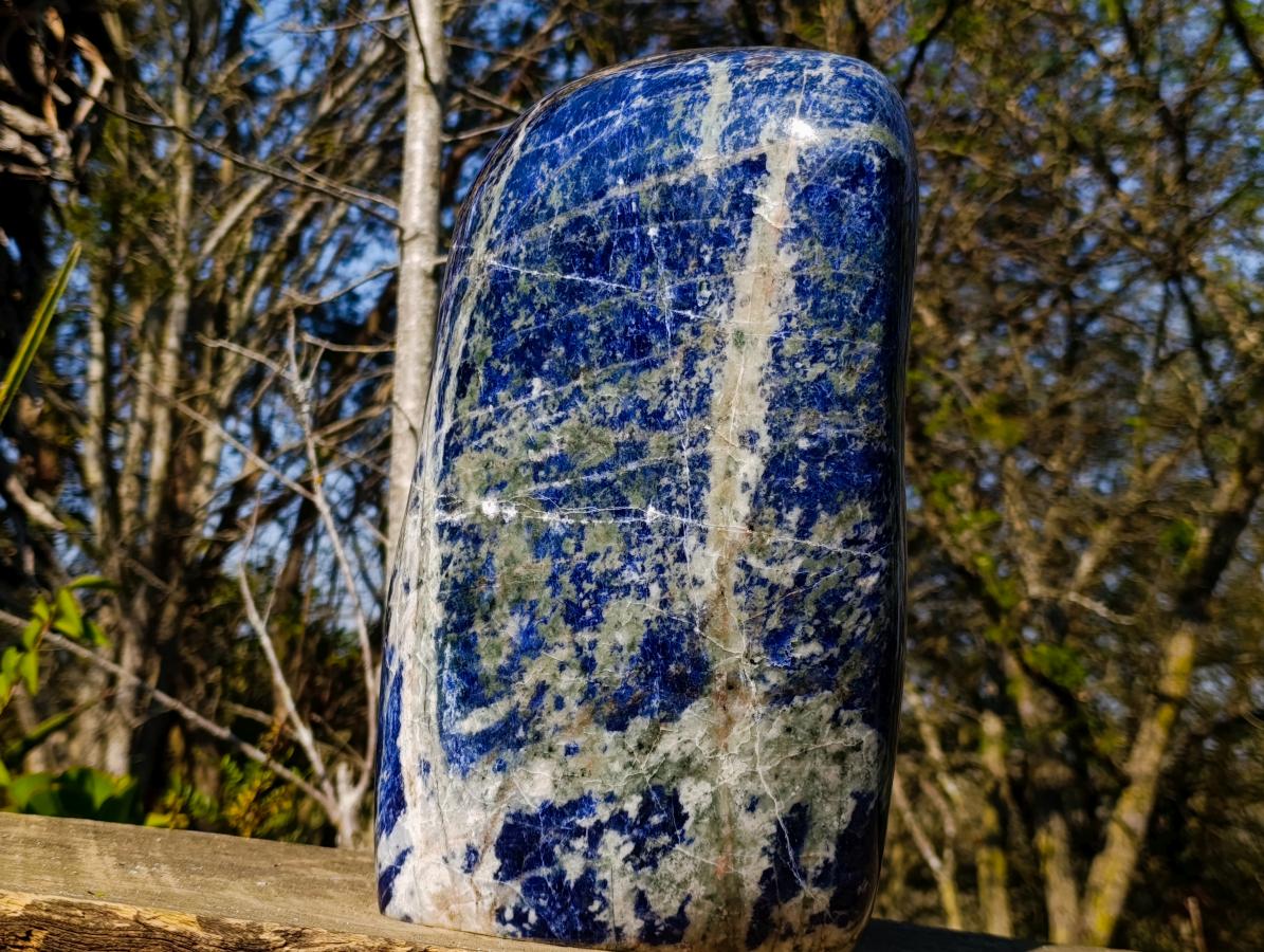 Polished XL Sodalite Standing Display Piece x 1 From Kunene River, Namibia