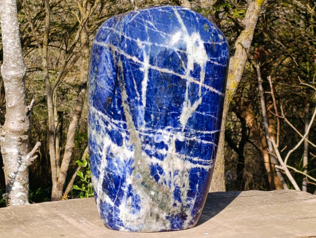 Polished XL Sodalite Standing Display Piece x 1 From Kunene River, Namibia