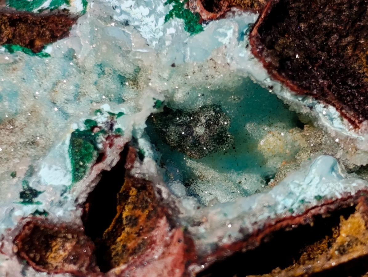 Natural Drusy Coated Chrysocolla Pseudomorph Specimens with Malachite x 3 From Lupoto Mine, Congo