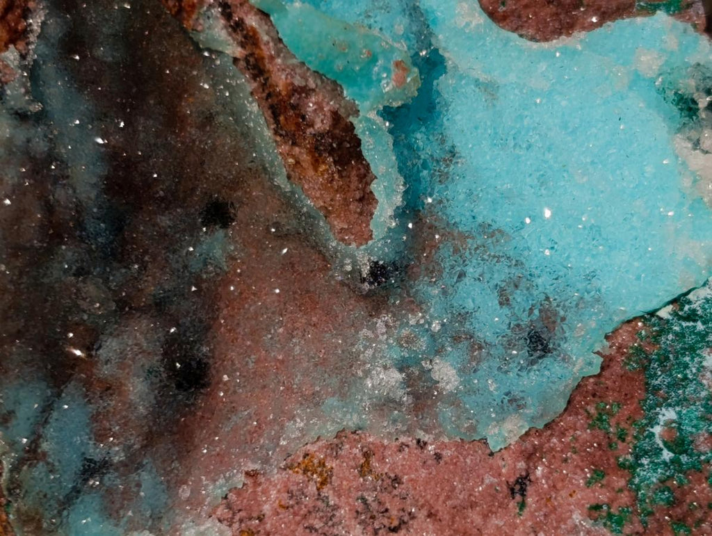 Natural Drusy Coated Chrysocolla Pseudomorph Specimens with Malachite x 3 From Lupoto Mine, Congo