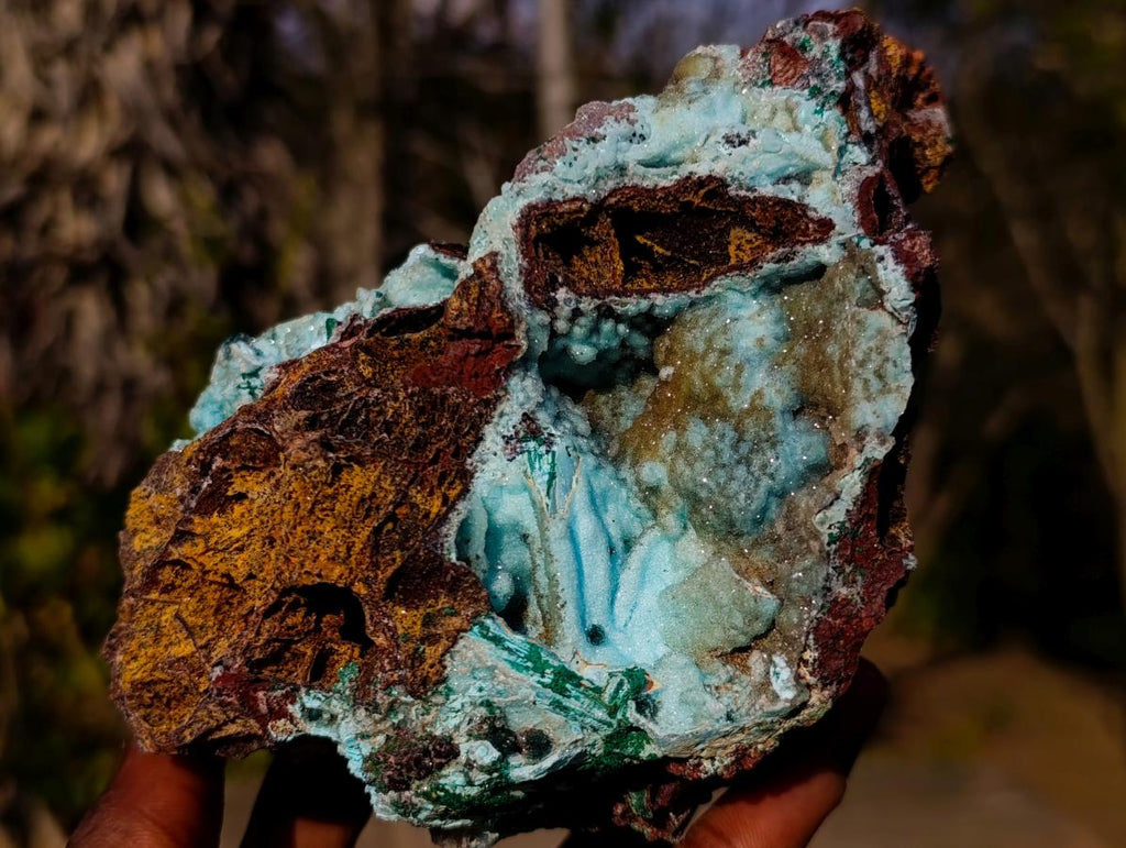 Natural Drusy Coated Chrysocolla Pseudomorph Specimens with Malachite x 3 From Lupoto Mine, Congo