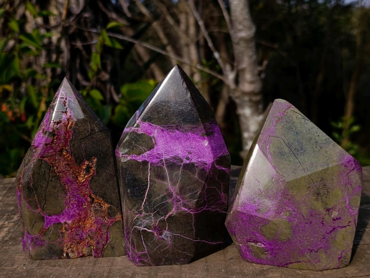 Polished Stichtite Display Crystals x 3 From Barberton, South Africa