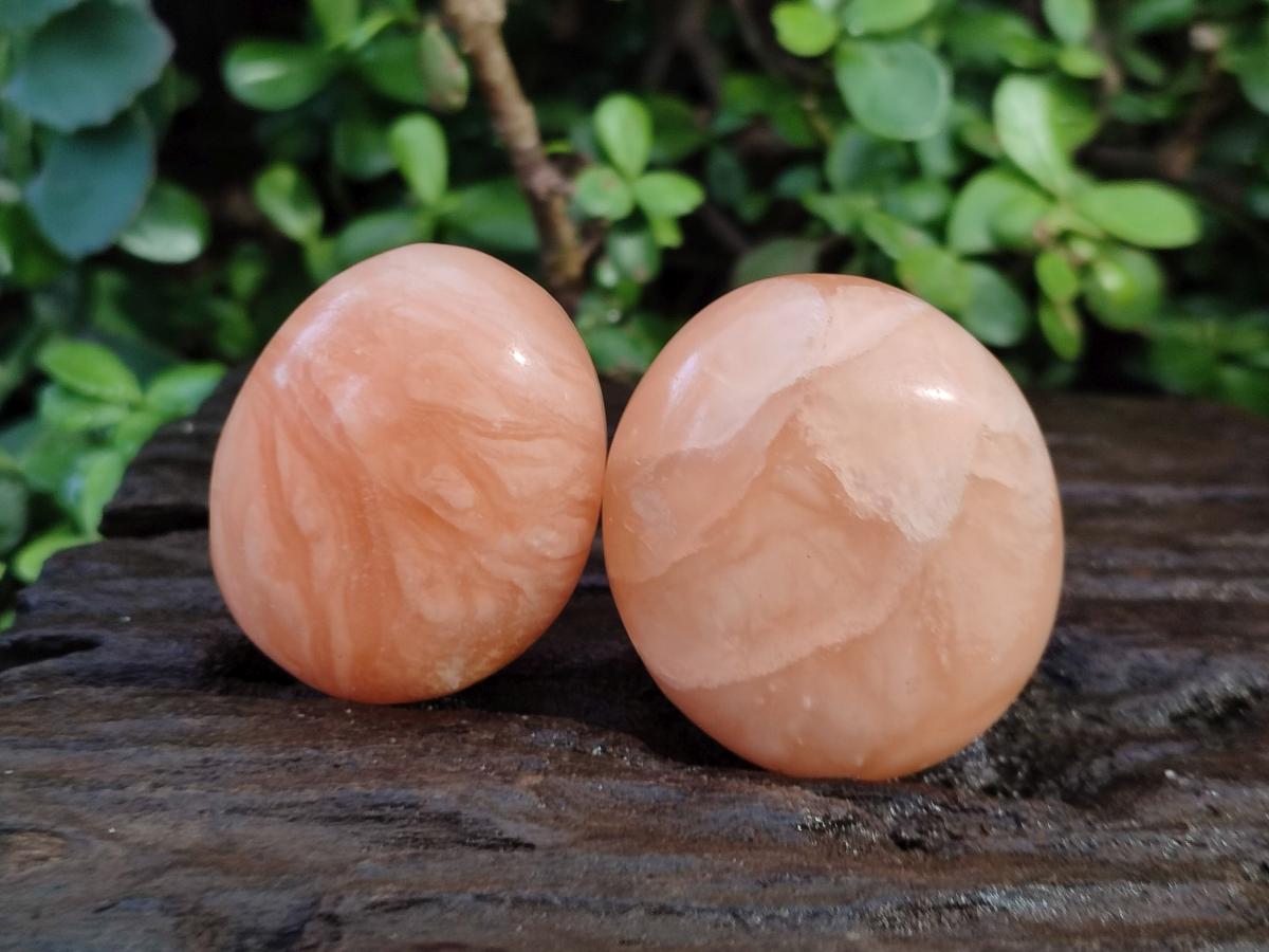 Polished Orange Twist Calcite Galets x 31 From Maevantanana, Madagascar