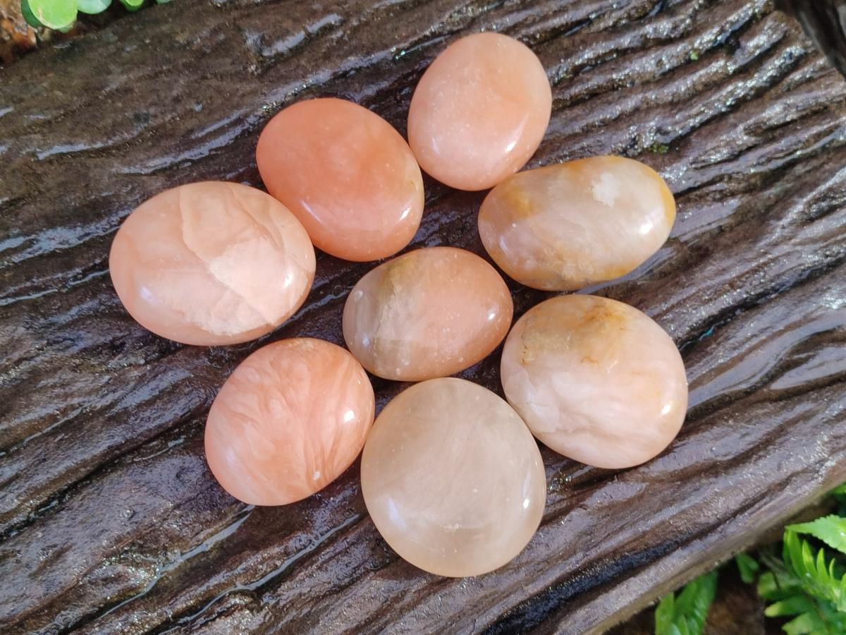 Polished Orange Twist Calcite Galets x 31 From Maevantanana, Madagascar