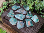 Polished One Side Mtorolite Chrysoprase Slices x 12 From Mutorashanga, Zimbabwe