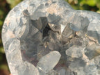 Polished and Natural Blue Celestite Hearts x 2 From Sakoany, Madagascar