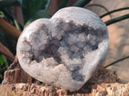 Polished and Natural Blue Celestite Hearts x 2 From Sakoany, Madagascar