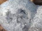 Polished and Natural Blue Celestite Hearts x 2 From Sakoany, Madagascar