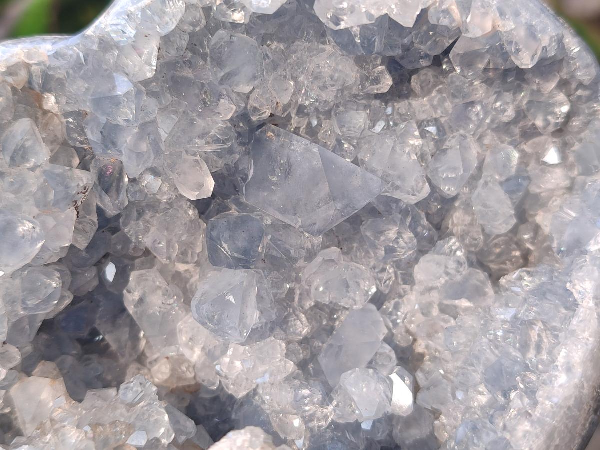 Polished and Natural Blue Celestite Hearts x 2 From Sakoany, Madagascar