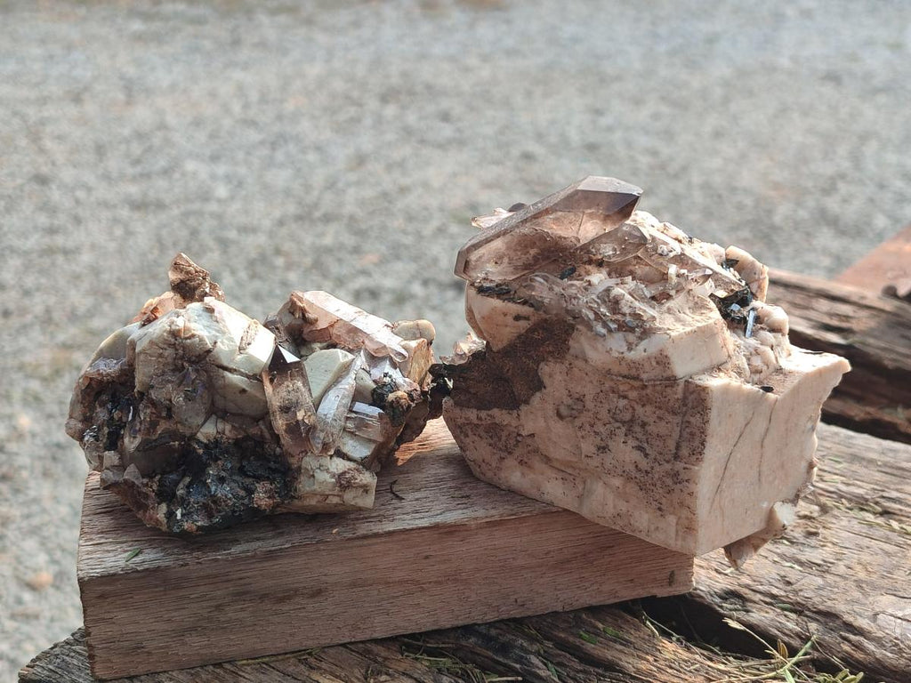 Natural Aegirine Specimens with Associated Minerals x 3 From Zomba, Malawi