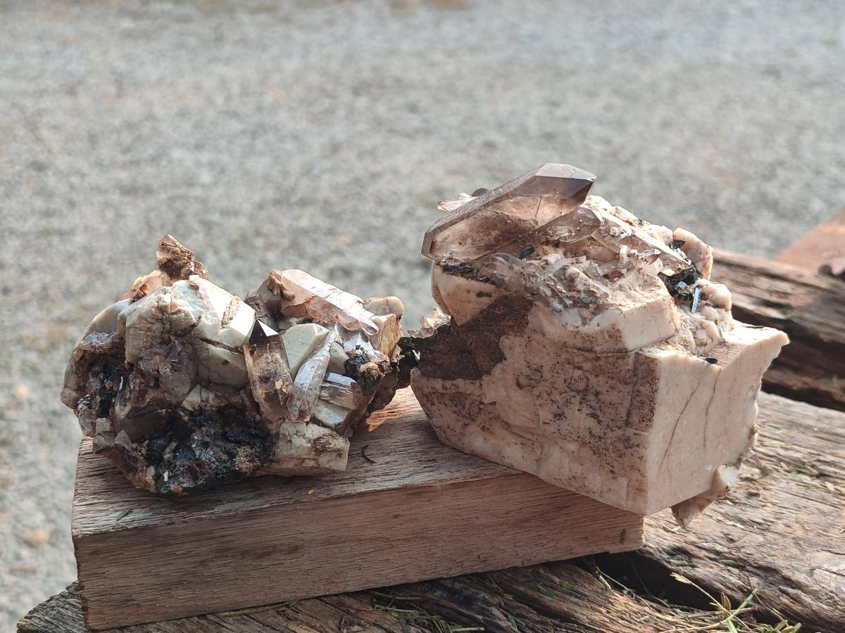 Natural Aegirine Specimens with Associated Minerals x 3 From Zomba, Malawi