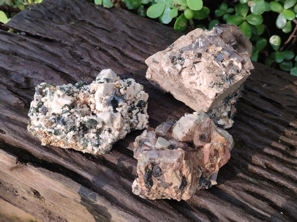 Natural Aegirine Specimens with Associated Minerals x 3 From Zomba, Malawi