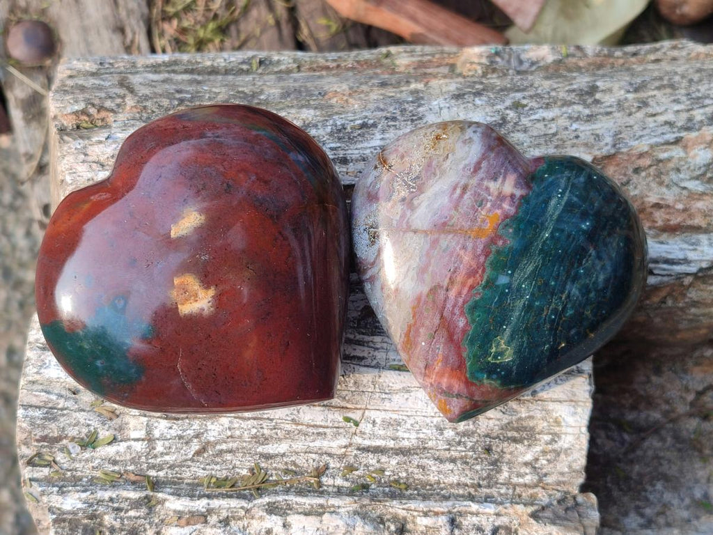 Polished Ocean Jasper Hearts x 6 From Northwest Coast, Madagascar