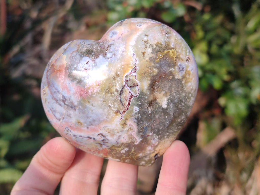 Polished Ocean Jasper Hearts x 6 From Northwest Coast, Madagascar