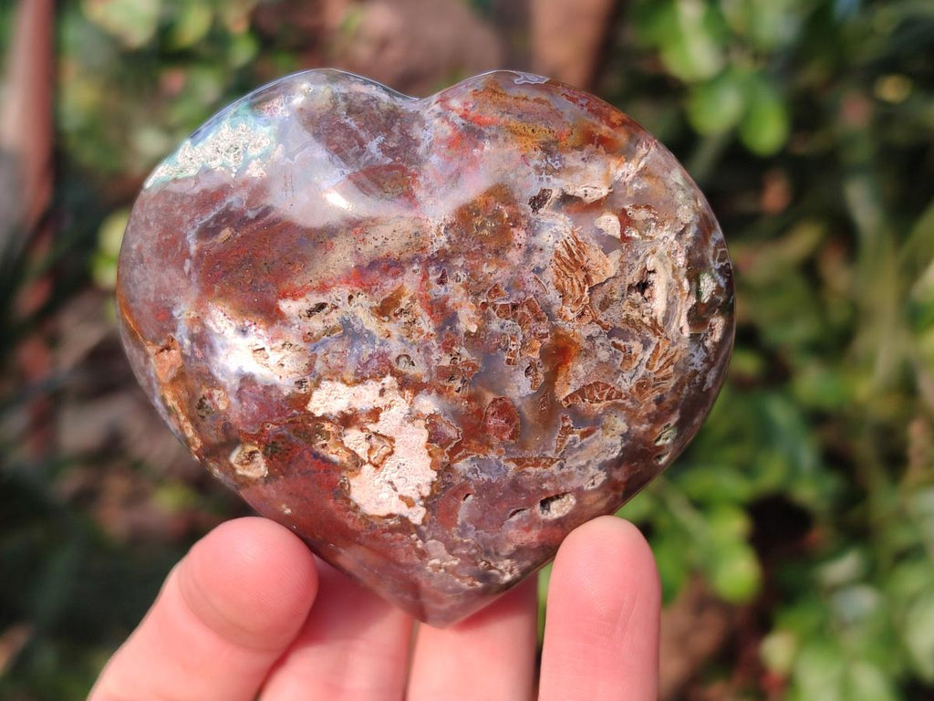 Polished Ocean Jasper Hearts x 6 From Northwest Coast, Madagascar