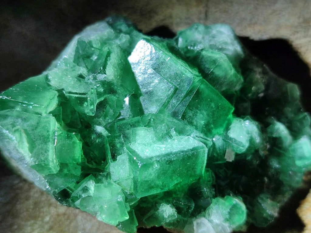 Natural Green Cubic Fluorite Specimens x 12 From Mandrosonoro, Madagascar