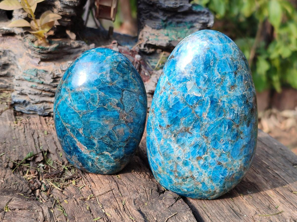 Polished Blue Apatite Standing Display Pieces x 4 From Betroka, Madagascar