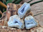 Polished One Side Blue Lace Agate Geodes x 24 From Nsanje, Malawi