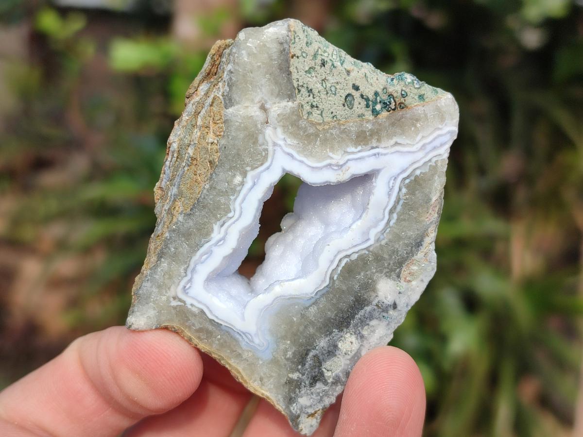 Polished One Side Blue Lace Agate Geodes x 24 From Nsanje, Malawi